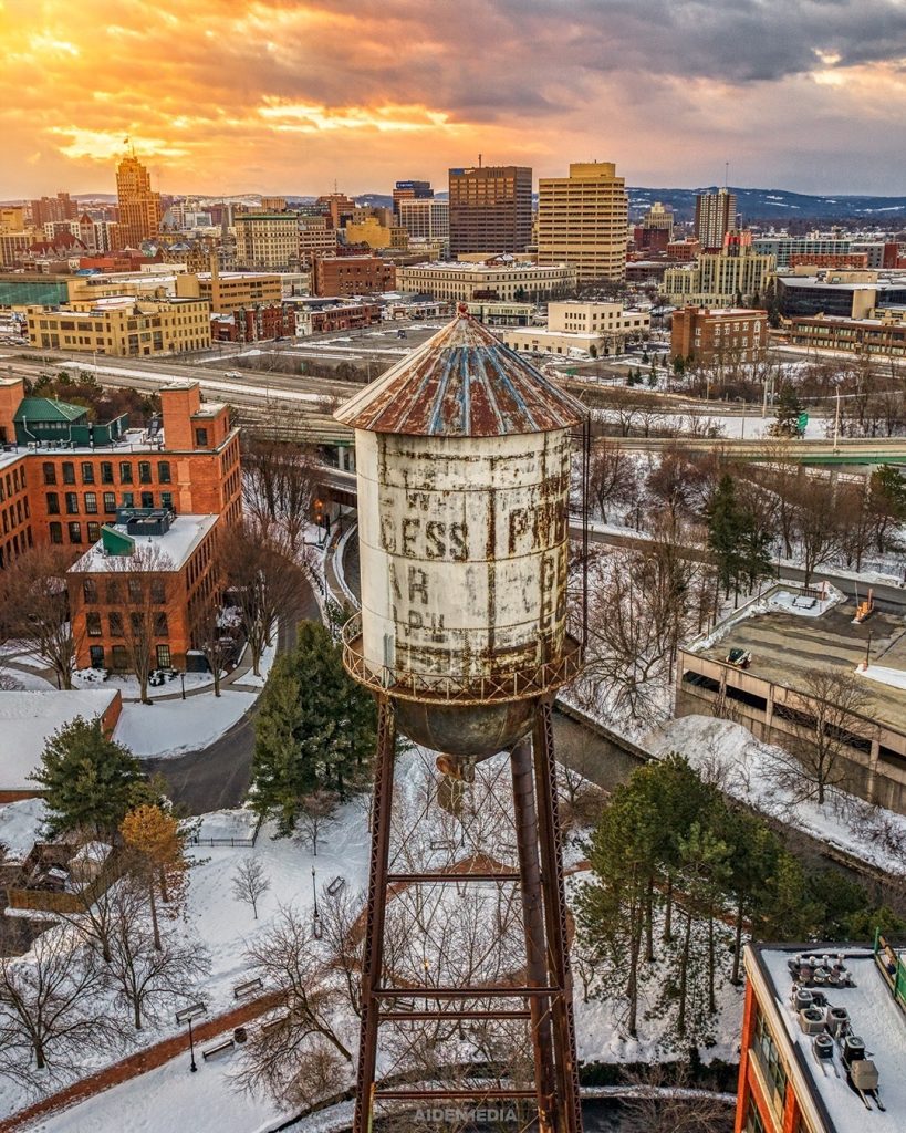 syracuse drone photograph franklin square water tower